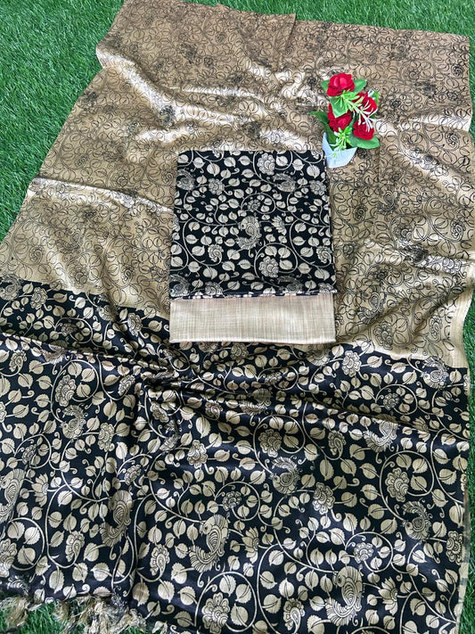 Madhubani Dupion silk Printed Unstitched Suits