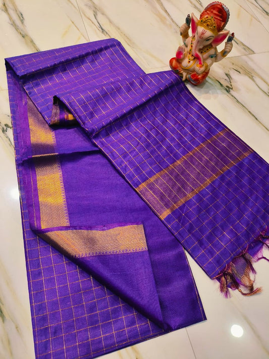 Pure Cotton Silk Mangalagiri Saree With Running Blouse .
