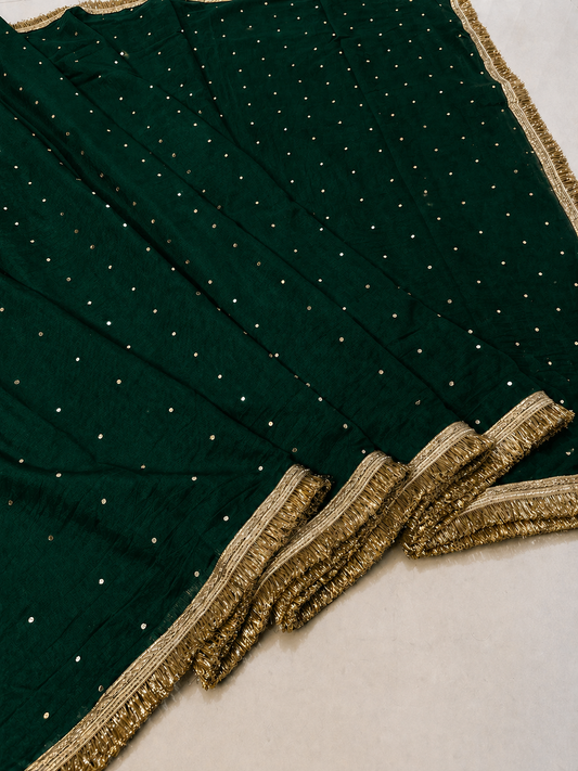 Banarasi Cotton Very soft Silk Saree with Mirror and Lace Work.