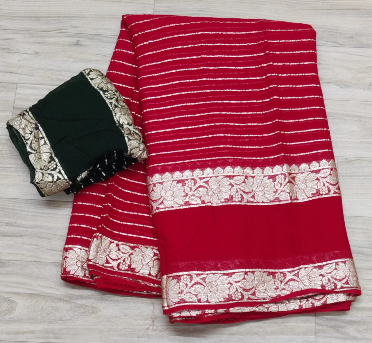 Pure Georgette Zari Weaving Saree with Blouse