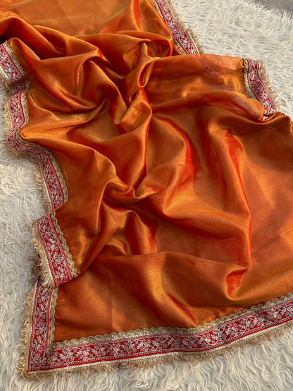 Banarasi Tissue lace Work Soft Silk Saree