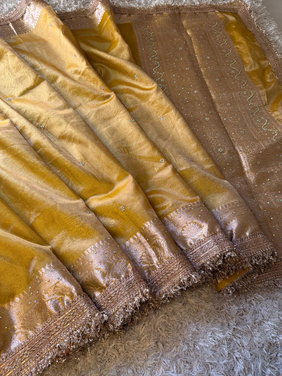 Banarasi Tissue lace Work Soft Silk Saree.