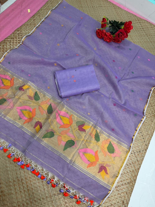 Pure Muslin Jamdani Unstitch Suit.