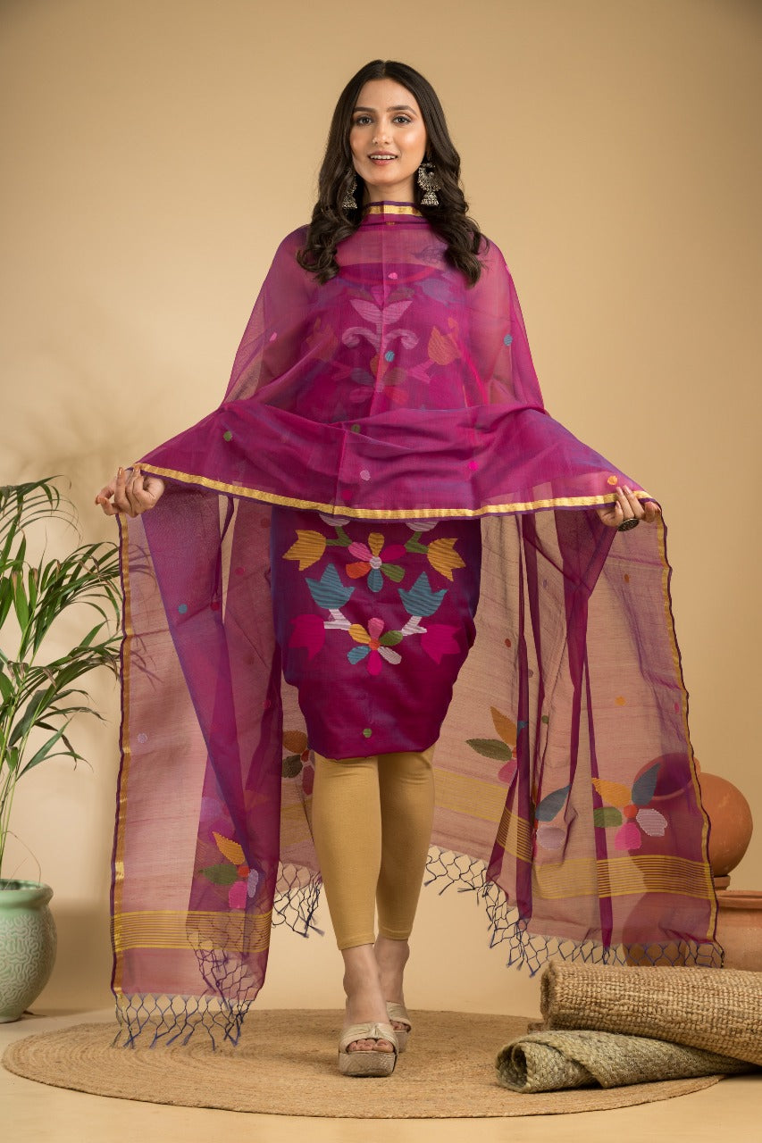 Pure Jamdani Unstitch Suit.