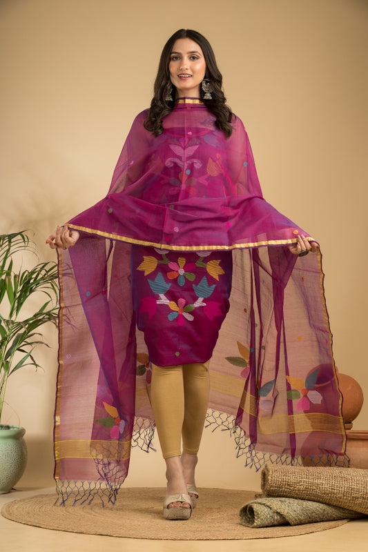 Pure Jamdani Unstitch Suit.