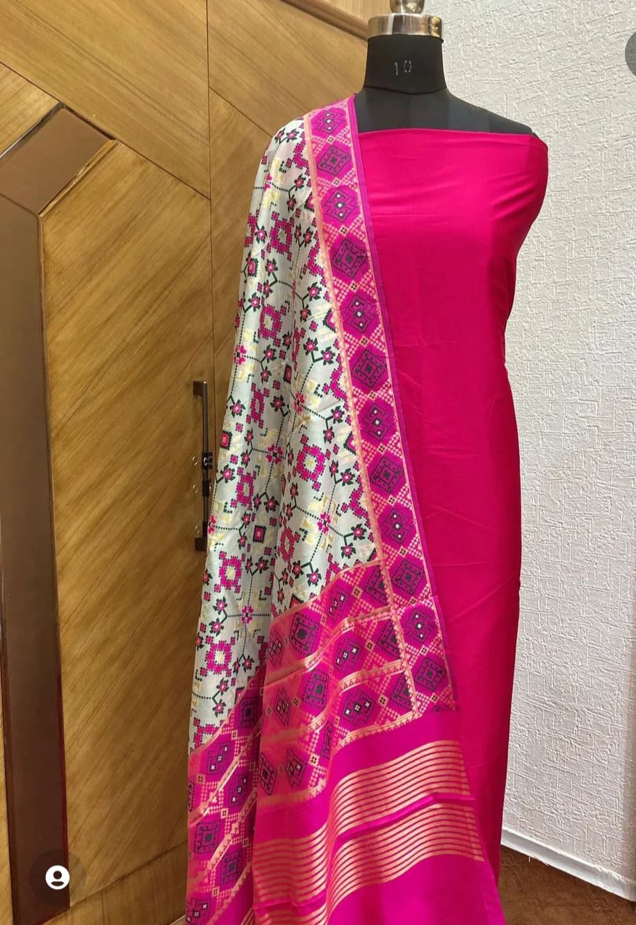 Banarasi Plain Silk Unstitched Suit with Patola Silk Dupatta