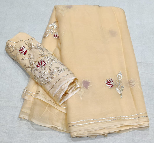 Pure Chiffon Gota Patti Work Saree