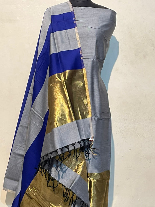 Pure Maheswari Silk Cotton Handwoven Unstitch Suit.