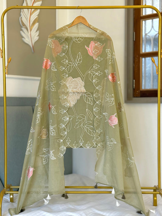 Banarasi Chanderi Silk Embroidery Work Unstitched Suit