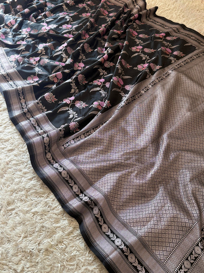 Banarasi Handloom  Mashru Katan Silk Saree All over body meenakari weave!!