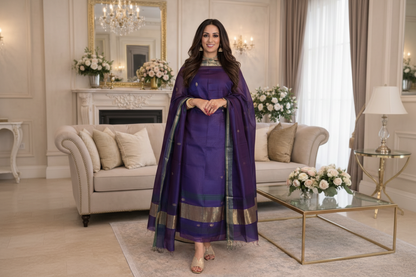 Pure Maheswari Silk Cotton Handwoven Unstitch Suit.