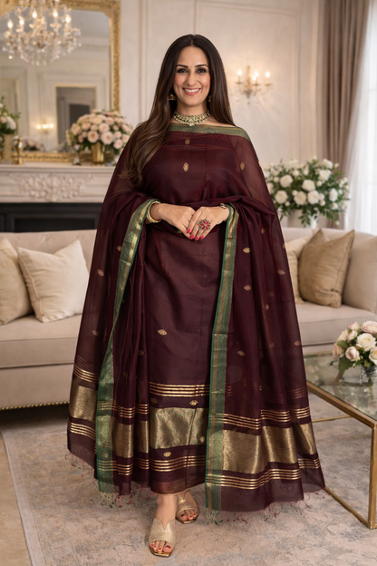 Pure Maheswari Silk Cotton Handwoven Unstitch Suit