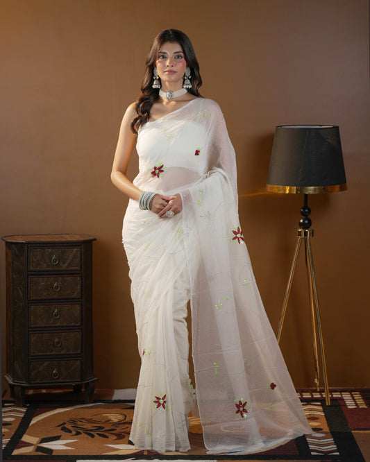 Pure Diamond Chiffon  Handwork Saree