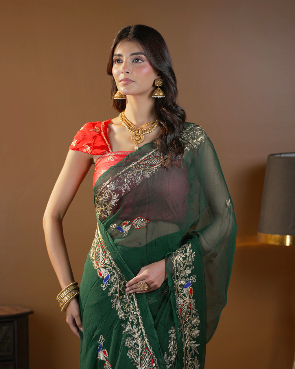 Pure Diamond Chiffon Traditional Rajputi Kasab Work Saree