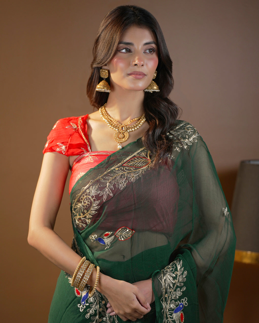 Pure Diamond Chiffon Traditional Rajputi Kasab Work Saree