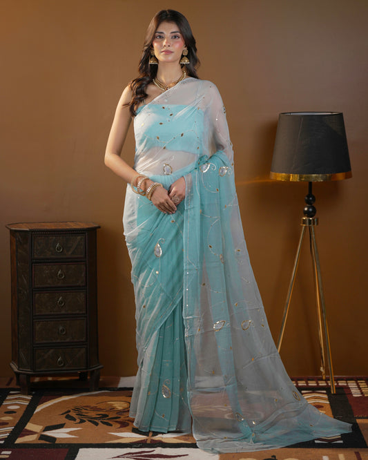 Pure Diamond Chiffon  Handwork Saree