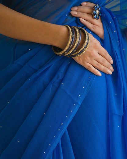 Pure jaipuri chiffon saree with beautiful mukaish work