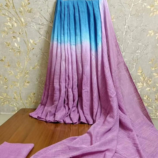 Pure Cotton Linen Saree with Blouse