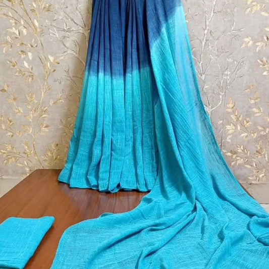 Pure Cotton Linen Saree with Blouse