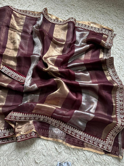 Banarasi Tissue lace Work Soft Silk Saree
