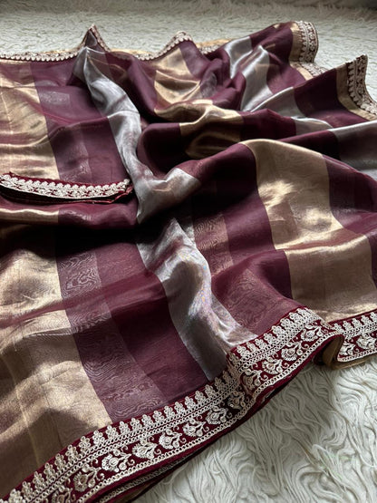 Banarasi Tissue lace Work Soft Silk Saree