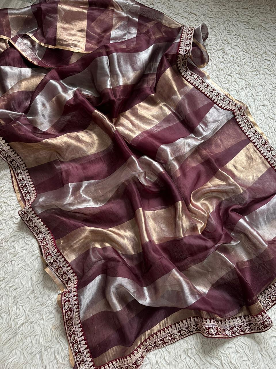Banarasi Tissue lace Work Soft Silk Saree