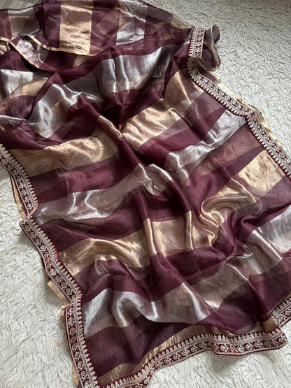 Banarasi Tissue lace Work Soft Silk Saree