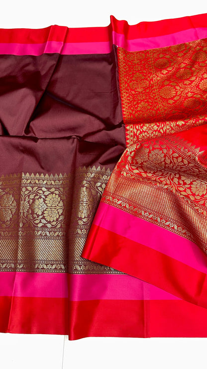 Banarasi Maheshwari Silk Saree With Zari weaved Border