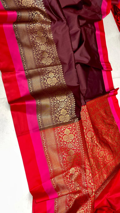 Banarasi Maheshwari Silk Saree With Zari weaved Border