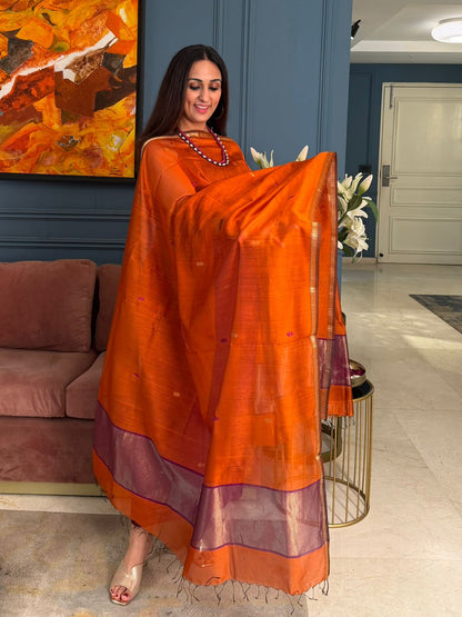 Pure Maheswari Silk Cotton Handwoven Unstitch Suit.