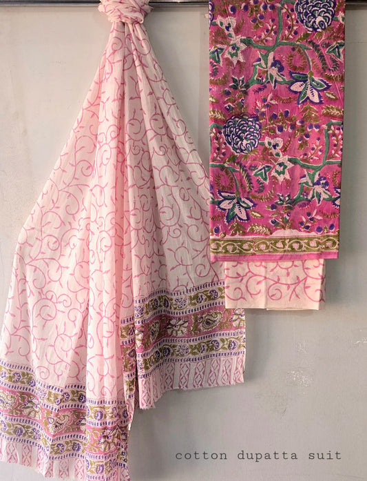 Pure Cotton Hand Block Printed Unstitched Suits.