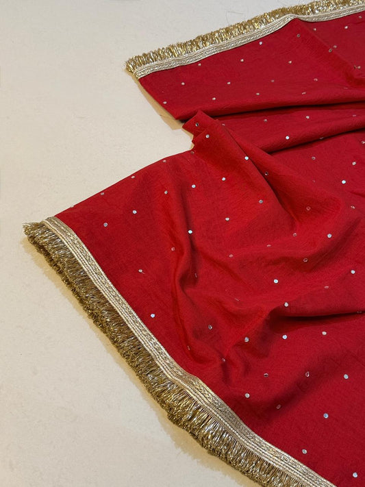 Banarasi Cotton Very soft Silk Saree with Mirror and Lace Work
