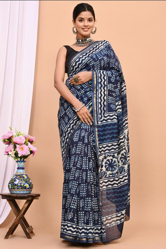 Beautiful Pure Chanderi Printed Silk Saree