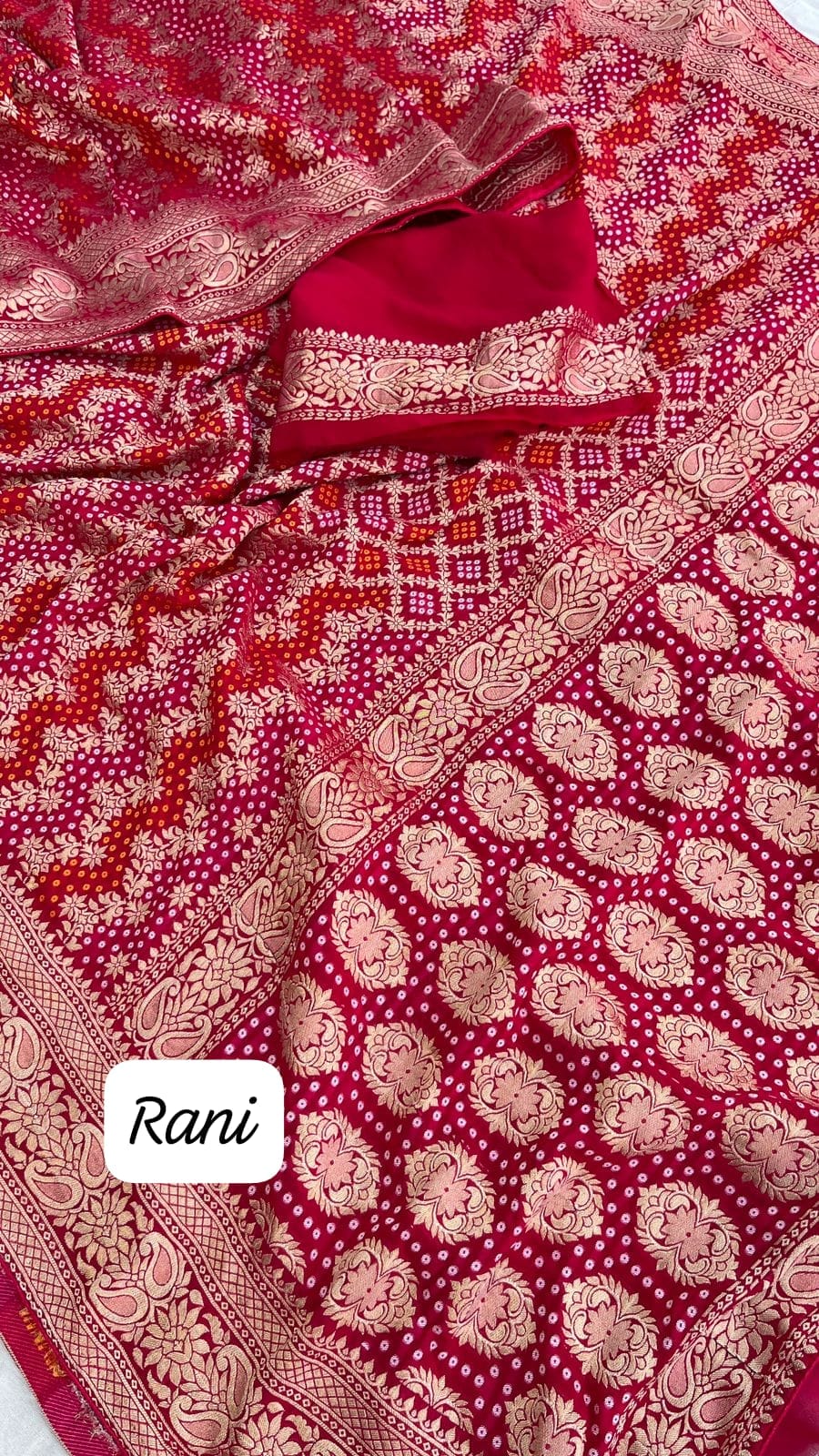 Pure Handloom Khaddi Georgette Bandhej Saree