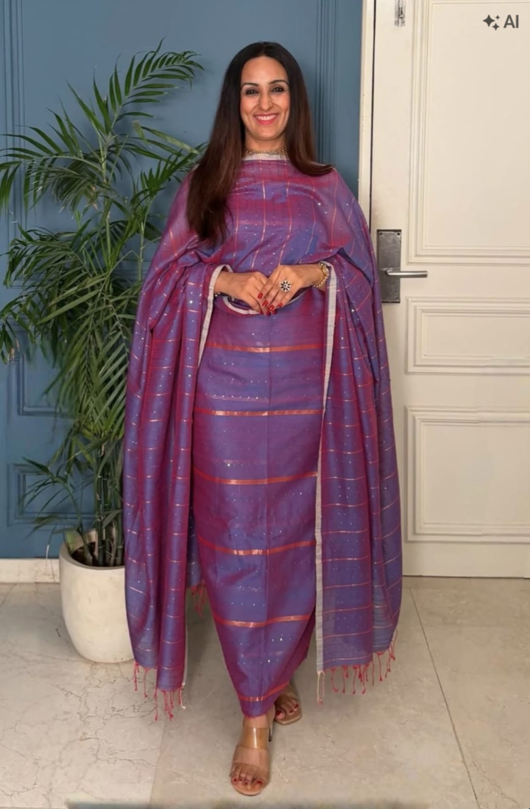 Pure Maheswari Silk Cotton Handwoven Unstitch Suit.