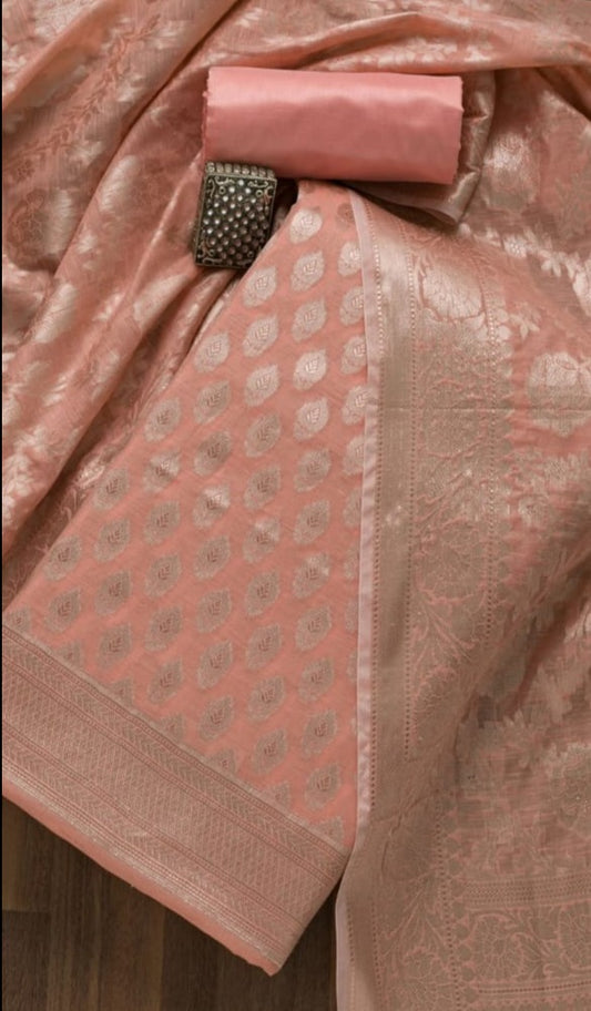 Banarasi Zari Work Unstitched Suit with Dupatta