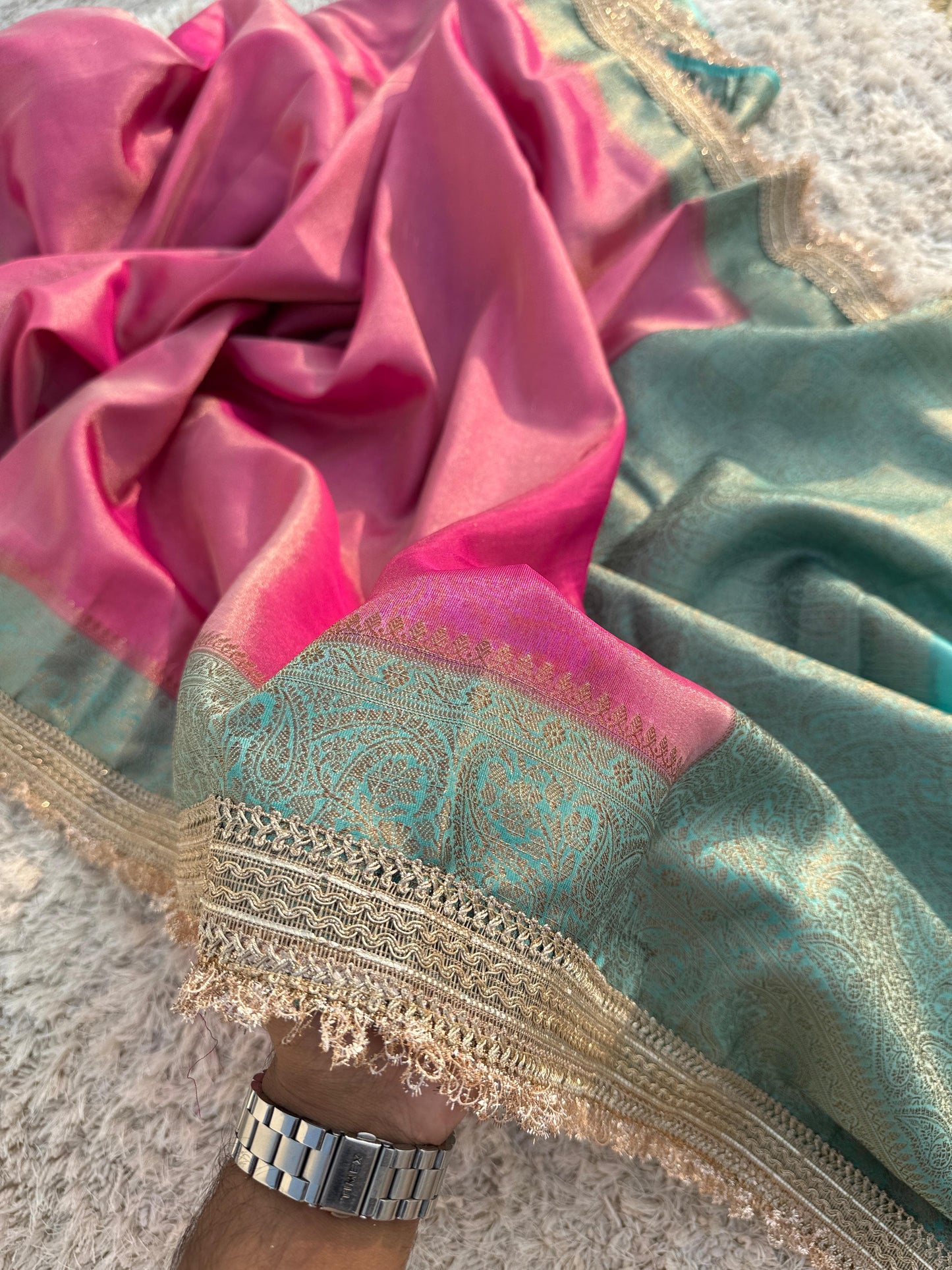 Banarasi Tissue lace Work Soft Silk Saree.