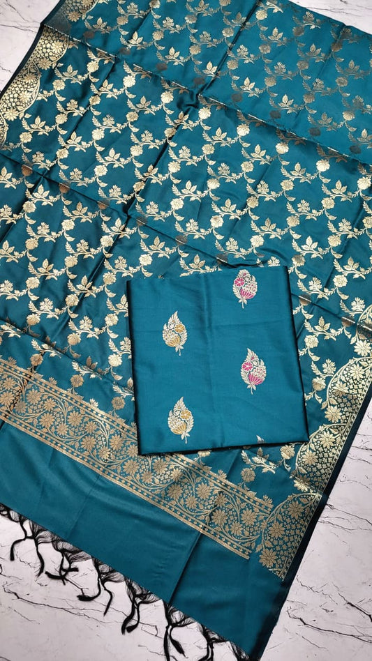 Banarasi Zari Work Unstitched Suit with Dupatta.