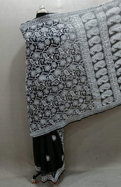 Pure Georgette Chikankari Work Saree.