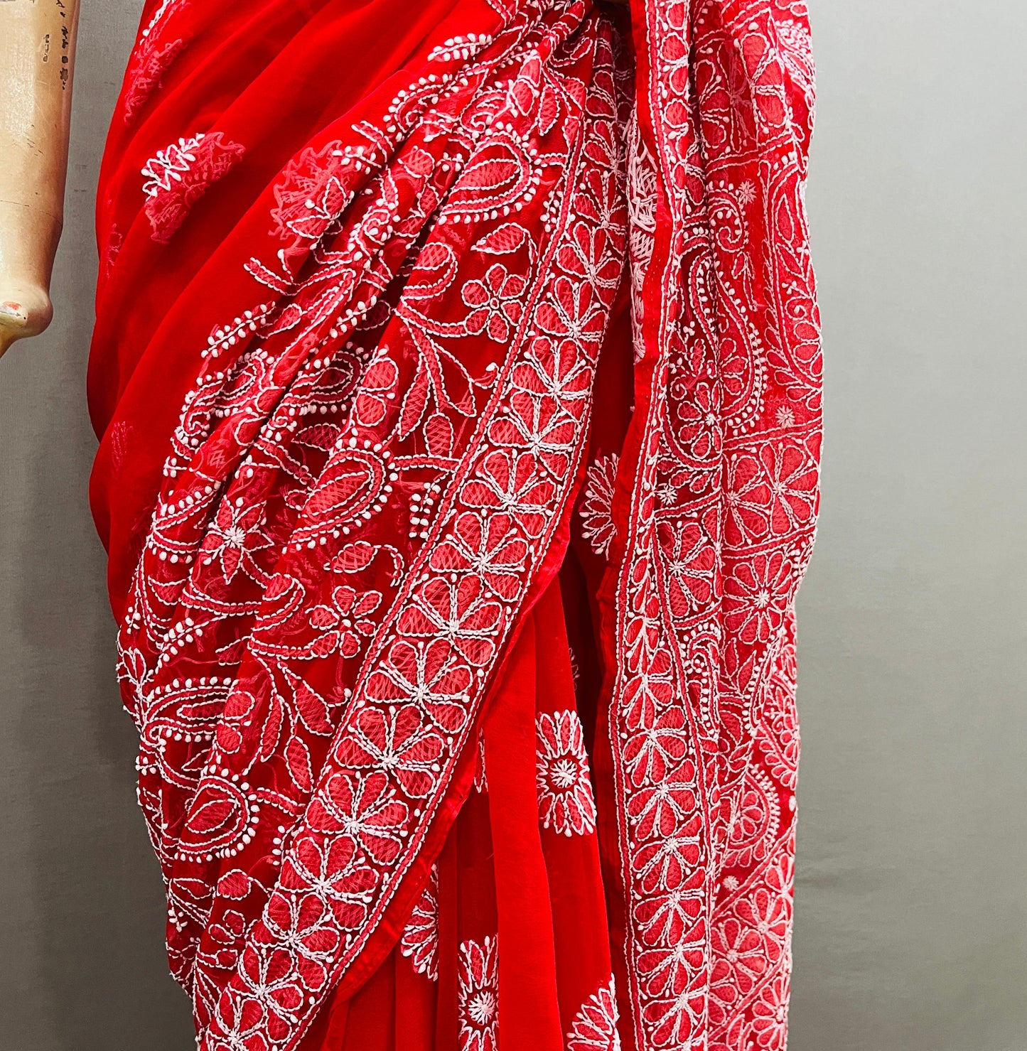 Pure Georgette Chikankari Work Saree.