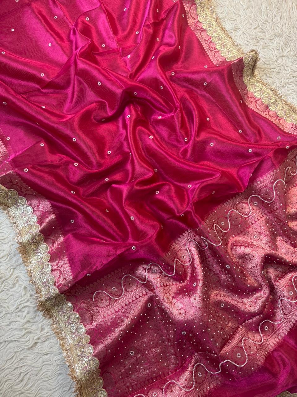 Banarasi Tissue lace Work Soft Silk Saree.