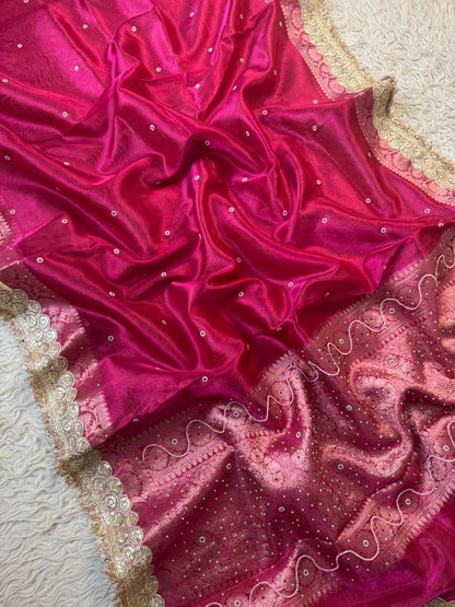 Banarasi Tissue lace Work Soft Silk Saree.