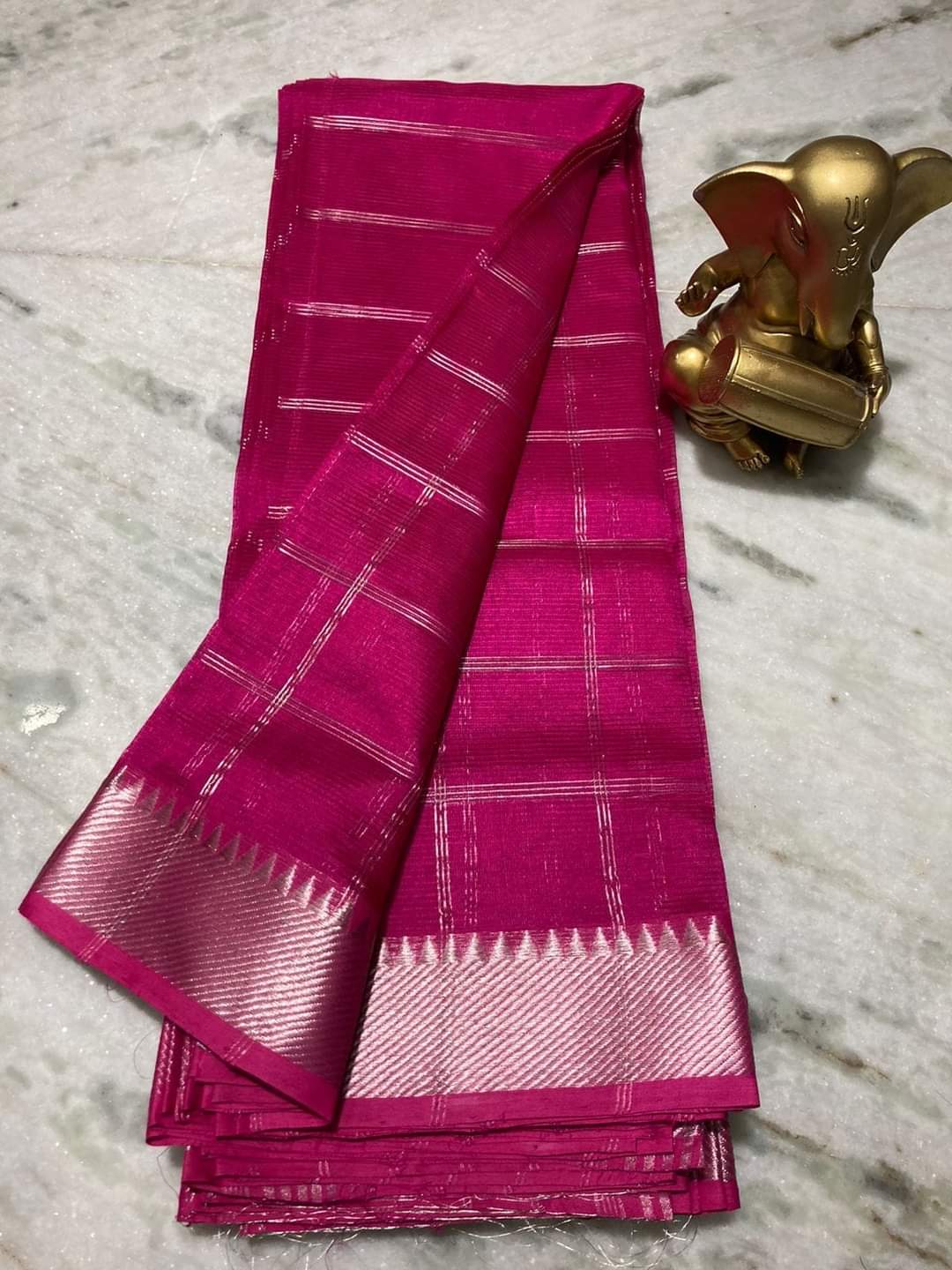 Pure Cotton Silk Mangalagiri Saree With Running Blouse.