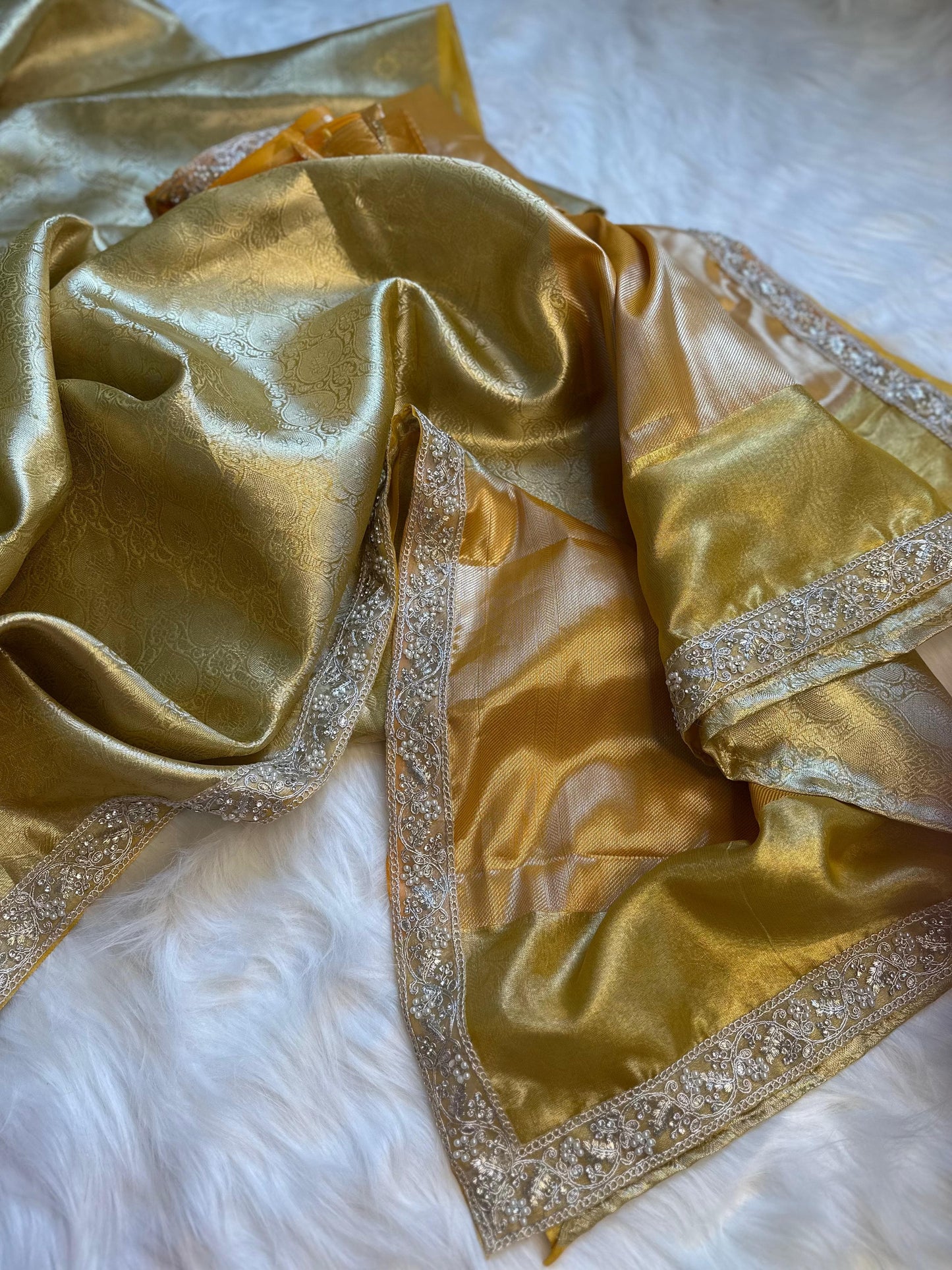 Banarasi Tissue lace Work Soft Silk Saree