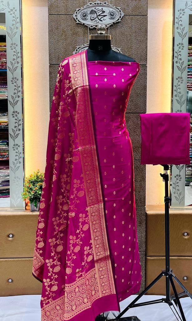 Banarasi Zari Work Unstitched Suit with Dupatta