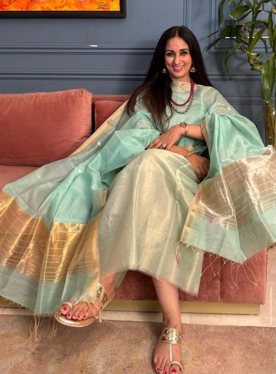 Pure Maheswari Silk Cotton Handwoven Unstitch Suit.