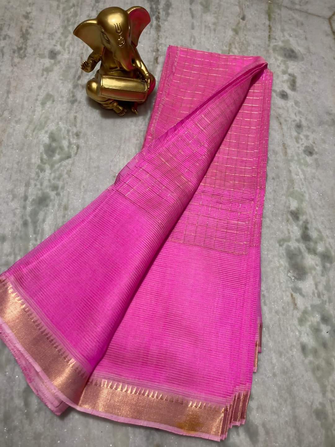 Pure Cotton Silk Mangalagiri Saree With Running Blouse .
