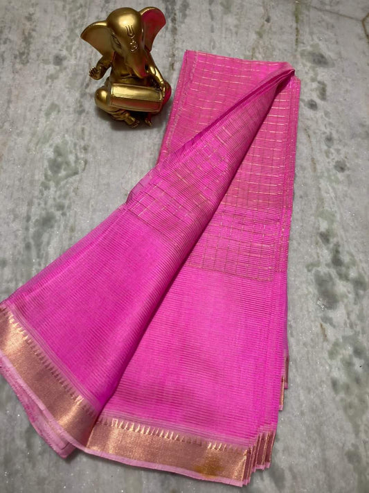 Pure Cotton Silk Mangalagiri Saree With Running Blouse .