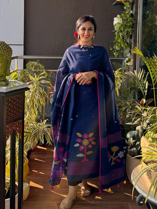 Pure Cotton Jamdani Unstitch Suit.