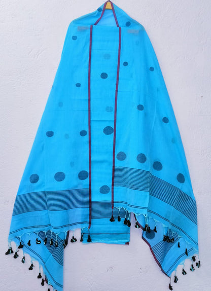Pure Maheswari Silk Cotton Handwoven Unstitch Suit.